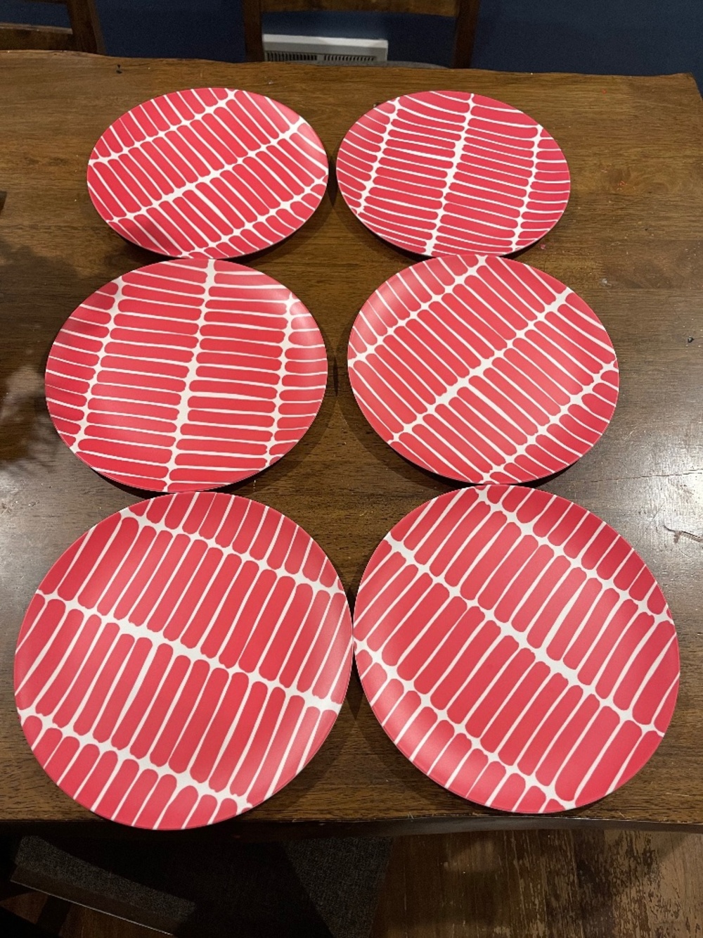 MARIMEKKO Target Magenta Pink White Modern MELAMINE Dinner Plate Set Of 6